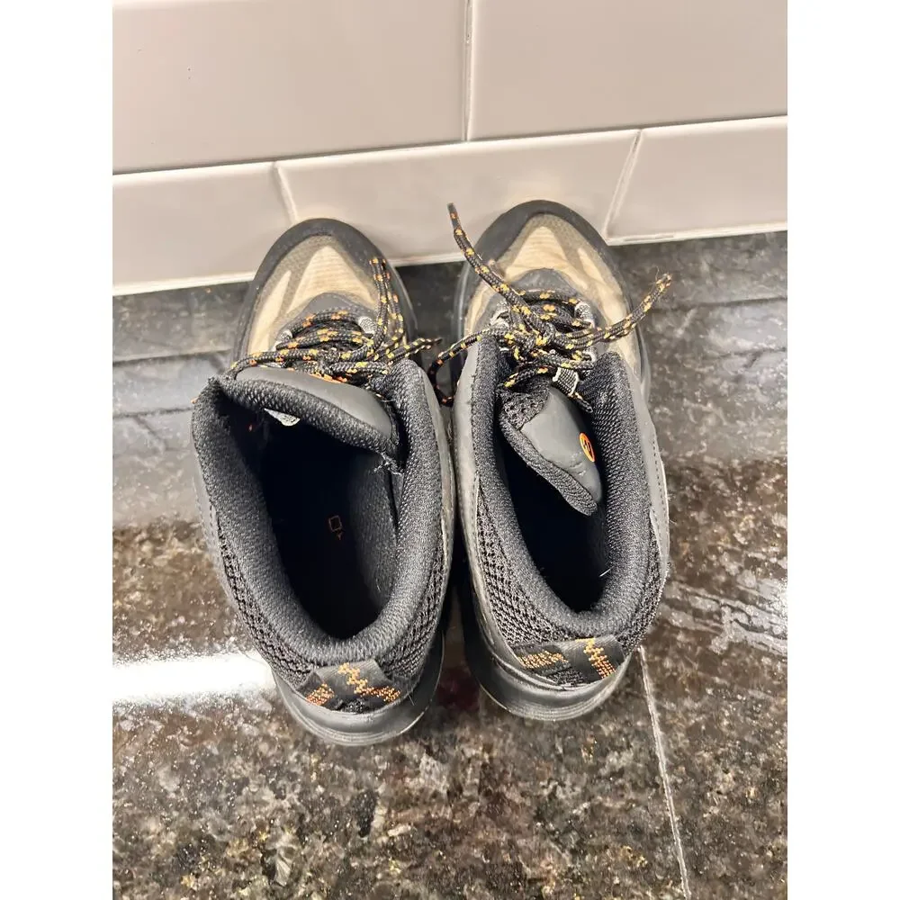 Merrell Kids Black and Gray Waterproof Hiking Boots with Orange Accents